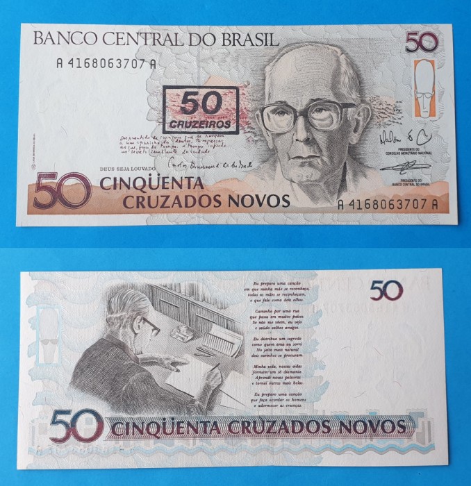 Bancnota veche - Brazil Brazilia 50 Cruzeiros - in stare foarte buna