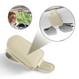Suport Ochelari pentru Parasolar Auto, Salestore.ro&reg;, Piele Ecologica, cu Inchidere Magnetica, pentru Ochelari, Carduri, 10x4,5cm, Bej