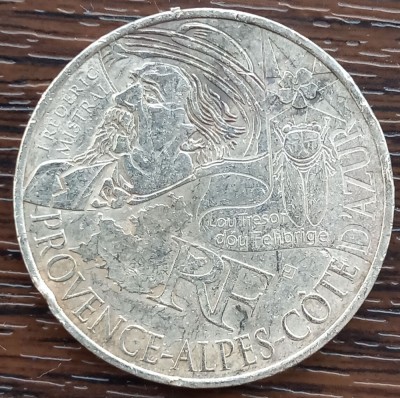 (A154) MONEDA DIN ARGINT FRANTA - 10 EURO 2012, PROVINCIA ALPES-COTE D&amp;#039;AZUR foto