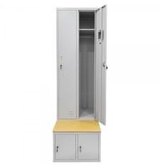 Vestiar metalic Premium 2+2 compartimente (2 usi imbracaminte + 2 usi incaltaminte) SI BANCUTA, 600x800x2156 mm (LxlxH), PLUS