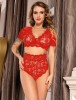Set Eross High Waist Lace XS/S Rosu