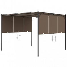 Pavilion de grădină cu perdea laterală, gri taupe, 3x3x2,25 m