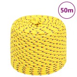 vidaXL Fr&acirc;nghie de barcă, galben, 6 mm, 50 m, polipropilenă