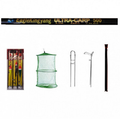 Set varga pescuit sportiv EagleKing Ultra Carp 5 metrii din 5 segmente cu accesorii foto