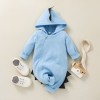 Salopeta Bebelusi Bleu Dino Superbaby, Bumbac, 0-3, 3-6, 6-9, 9-12 Luni, Maneca Lunga, Gluga Dinozaur, Baieti