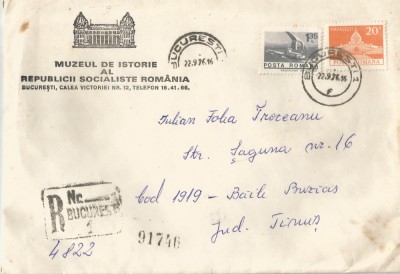 Romania, plic recomandat, circulat intern, 1976 foto