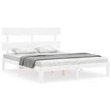 Cumpara ieftin Cadru de pat fara saltea, alb, 160x200 cm, lemn masiv pin