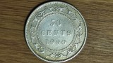 Newfoundland Canada - moneda de colectie argint 925 - 50 cents 1900 - Victoria - calitate impecabila !, America de Nord