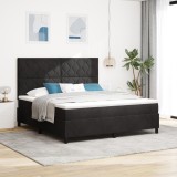 vidaXL Pat cu arc de box cu saltea Negru Super King Catifea