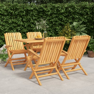 vidaXL Set masă pentru grădină, lemn masiv de tec, 5 piese 3155005 foto