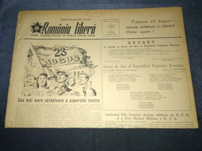 ZIARUL ROMANIA LIBERA 22 AUGUST 1953 foto