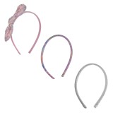 Set Coronite de Par pentru Copii, 3 buc, Roz, Mov Metalizat si Argintiu cu Paiete si Glitter, CMCLASS