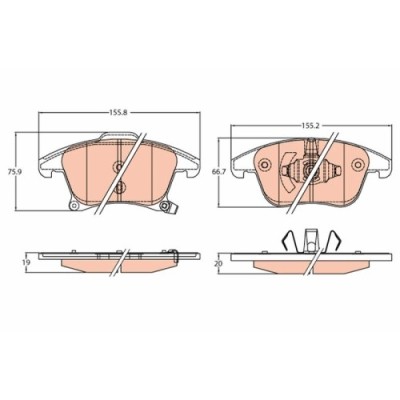 Set placute frana fata TRW, Ford Galaxy (Ck) 01.2015-, Mondeo V Liftback (Ce), 09.2014-, Mondeo V Sedan (Cd), 09.2012-, Mondeo V Turnier (Cf), 09.201 foto