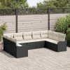 VidaXL Set de canapele pentru grădină 9 pcs Negru și alb Rattan poli 3354526