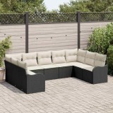 VidaXL Set de canapele pentru grădină 9 pcs Negru, alb Rattan poli