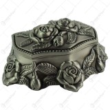 Cutie metalica pentru bijuterii &ndash; Design antic cu flori (Model 2)