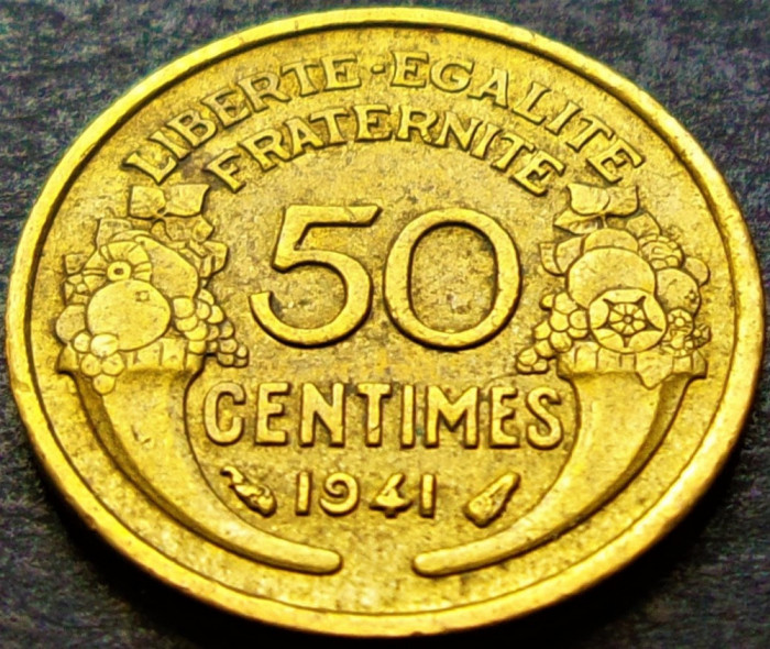 Moneda istorica 50 CENTIMES - FRANTA, anul 1941 * cod 498