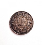 Moneda din argint ELVETIA 1 franc 1920 _ rara km # 24 AG .835, Europa
