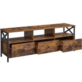 VASAGLE Comoda pentru TV de pana la 65 inch, cu 3 sertare si 3 rafturi deschise, 40x147x50cm, maro rustic si negru Household NewTrend