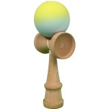 Jucarie Kendama X Originala Profesionala Flippy, din lemn, Rubber Grip, 18 cm, gradient galben verde