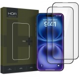 Folie de protectie Ecran HOFI Glass PRO+ pentru Apple iPhone 16, Sticla Securizata, Full Glue, Set 2 bucati, 2.5D, Neagra