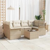 Cumpara ieftin Set de canapele pentru grădină 7 pcs Bej, crem 55 x 55 x 37 cm