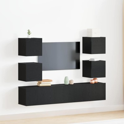 vidaXL Cabinet TV 6 pcs Negru 160 x 30 x 30 cm Lemn compozit 3393418 foto