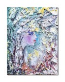 Cumpara ieftin Tablou stilizat impasto pictat manual, Zana padurii, 40x30cm acril pe panza in relief efect 3D, Kenny Varniote
