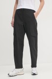 Dkny pantaloni femei, culoarea negru, fason cargo, high waist, DP5P3500