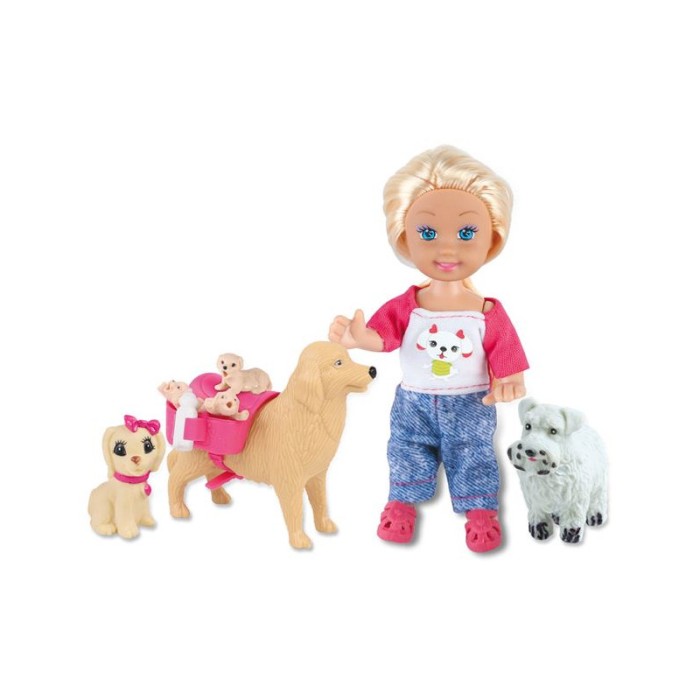 Papusa cu labrador si catei, 12 cm, ATU-082950