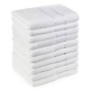 Set 10 Prosoape Bumbac Pakistanez 50x90 cm, 400g, Albe. Prosoape Baie, Fata, Maini - Absorbtie Ridicata, Moale si Pufos