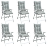 Perne scaun cu spătar &icirc;nalt 6 buc. melanj gri 120x50x7cm textil
