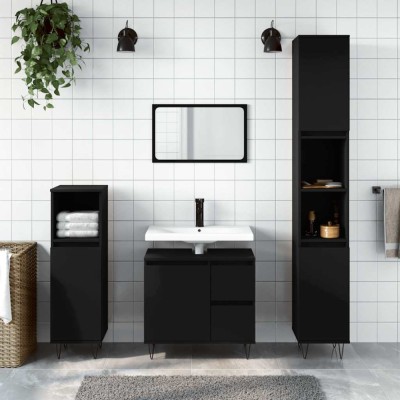 vidaXL Dulap de baie, negru, 65x33x60 cm, lemn prelucrat 831605 foto