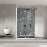 Paravan dus walk-in Aqua Roy White, model Marble alb, sticla 8 mm gri, securizata, anticalcar, 110x195 cm