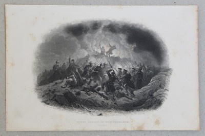 &amp;quot;Night Attack in the Trenches, Sebastopol&amp;quot; gravura 1857 foto