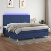VidaXL Pat cu arcuri, saltea și LED, albastru, 200x200 cm, textil 3135467
