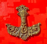 H84-Aplica ornament antica model cange marina cu design superb bronz masiv aurit anii 1900 Franta stare foarte buna.