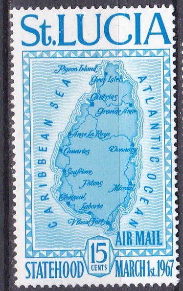 DB1 Santa Lucia 1967 Independenta Harta Insula 1 v. MNH