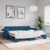 VidaXL Pat de zi cu extensie, albastru, 90x200 cm, catifea 3196928