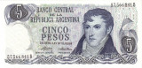 ARGENTINA █ bancnota █ 5 Pesos █ 1974-1976 █ P-294 █ UNC █ necirculata
