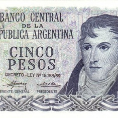 ARGENTINA █ bancnota █ 5 Pesos █ 1974-1976 █ P-294 █ UNC █ necirculata