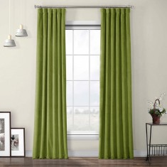 Draperie din catifea cu rejansa din bumbac tip fagure, Madison, 150x230 cm, densitate 700 g/ml, Moss green, 1 buc