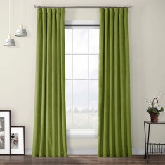 Draperie din catifea cu rejansa din bumbac tip fagure, Madison, 150x220 cm, densitate 700 g/ml, Moss green, 1 buc