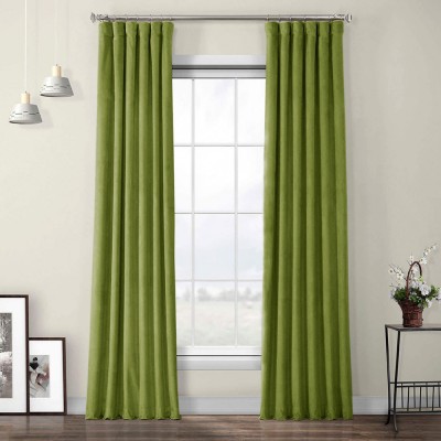 Draperie din catifea cu rejansa din bumbac tip fagure, Madison, 200x210 cm, densitate 700 g/ml, Moss green, 1 buc foto