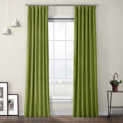 Draperie din catifea cu rejansa din bumbac tip fagure, Madison, 150x230 cm, densitate 700 g/ml, Moss green, 1 buc foto