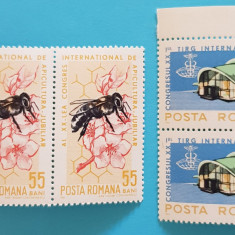 TIMBRE ROMANIA 1965 L.P.610 AL XX-lea CONGRES APICULTURA SERIE IN PERECHE MNH