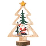 Decoratiune de Craciun, Flippy, din Lemn, 13.5 x 20 cm, Model Brad cu Stea Galbena, Multicolor