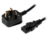 Cablu 3x0,75mm2 BS 1363 IEC C13 mamă PVC 1,5m negru