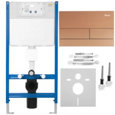 Cadru WC &icirc;ncastrat K011A-Q Rea cu buton T Brush Copper/Rose Gold