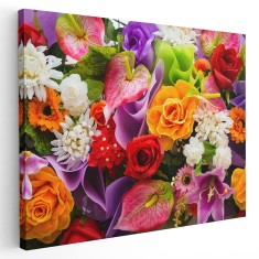 Tablou aranjament floral flori variate, multicolor 1603 Tablou canvas pe panza CU RAMA 20x30 cm